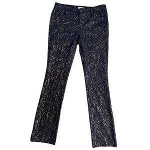 Cache Metallic Pants Lace Overlay Womens 4 Straight Leg Chino Fairy Grunge Goth